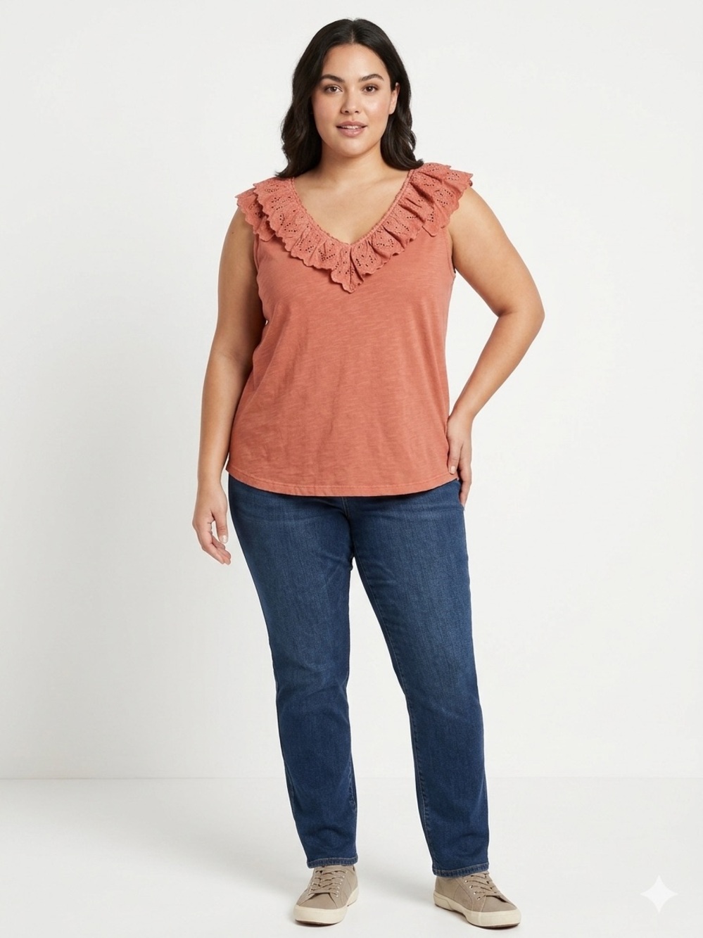 Democracy Ruffle Neck Sleeveless Top
